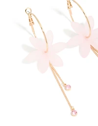 Gold Plated Flower Chain Diamante Drop Earrings