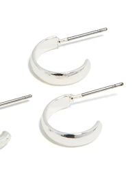 Silver Textured & Smooth Hoop Earrings 3-Pack