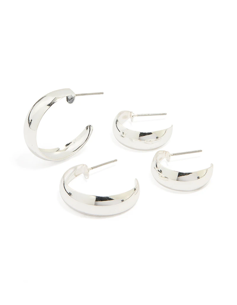 Silver Teardrop & Round Hoop Earrings 2-Pack