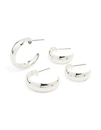 Silver Teardrop & Round Hoop Earrings 2-Pack