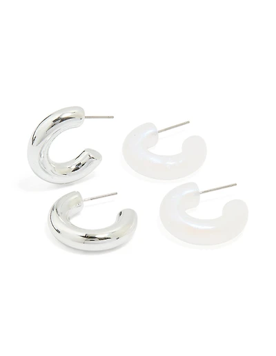Pack de 2 boucles d’oreilles Bubble Hoop en argent et acrylique