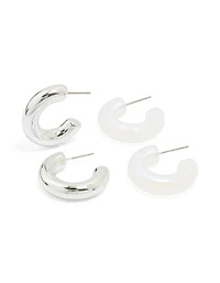 Pack de 2 boucles d’oreilles Bubble Hoop en argent et acrylique