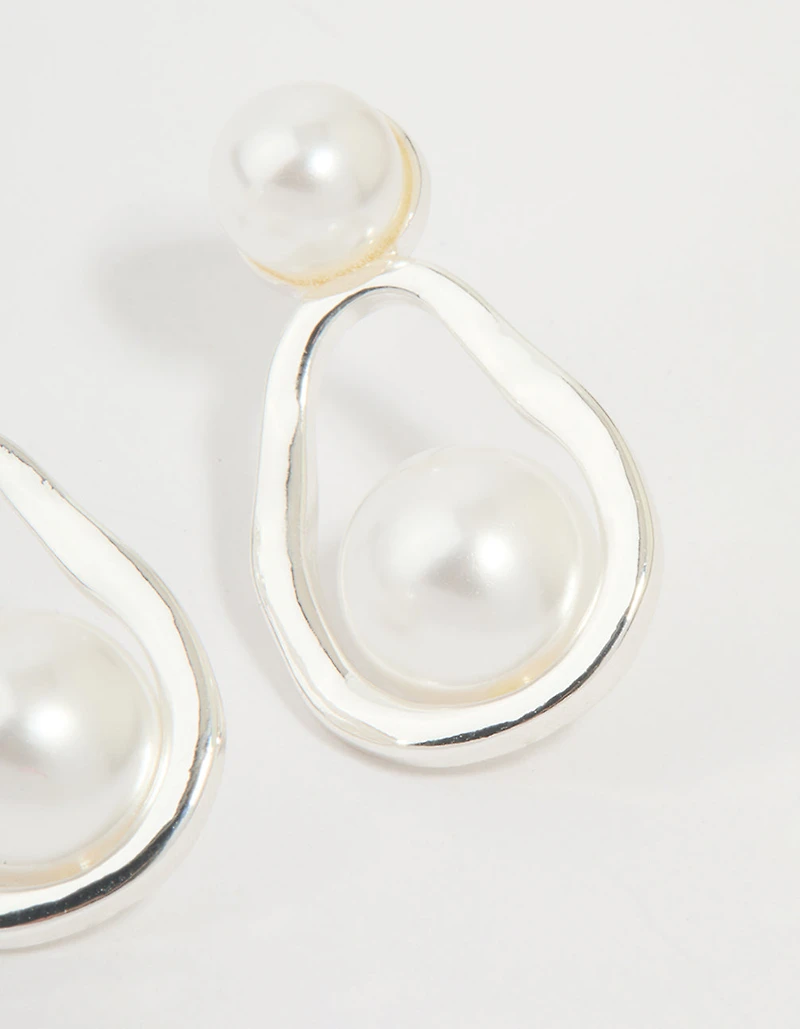 Silver Pearl Pear Drop Earrings