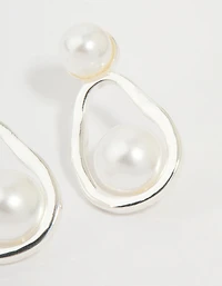Silver Pearl Pear Drop Earrings