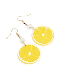 Gold Pearl Lemon Drop Earrings