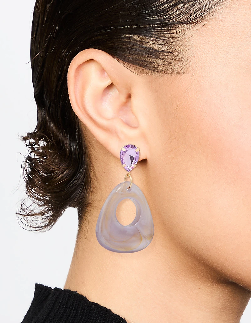 Boucles d’oreilles pendantes en acrylique doré Diamant violet