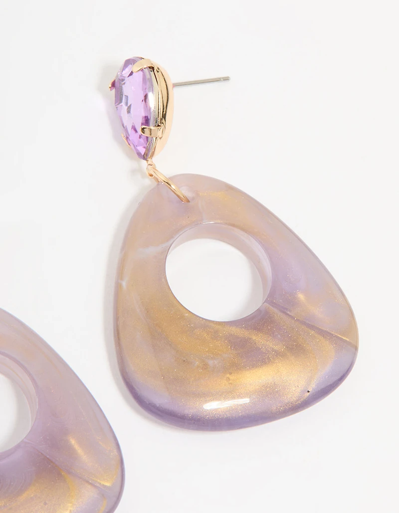 Boucles d’oreilles pendantes en acrylique doré Diamant violet