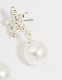 Boucles d’oreilles Silver Diamante Pearl Drop