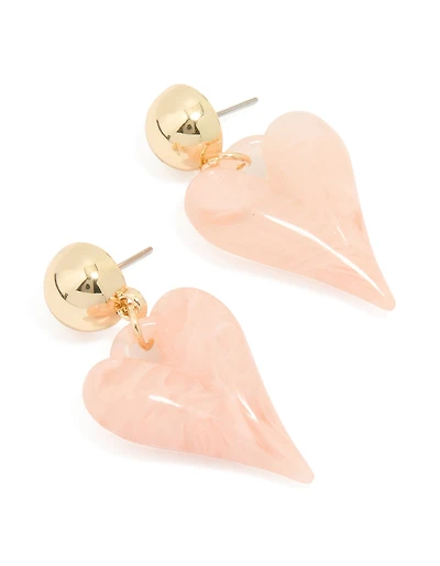 Gold Bubble Heart Drop Earrings