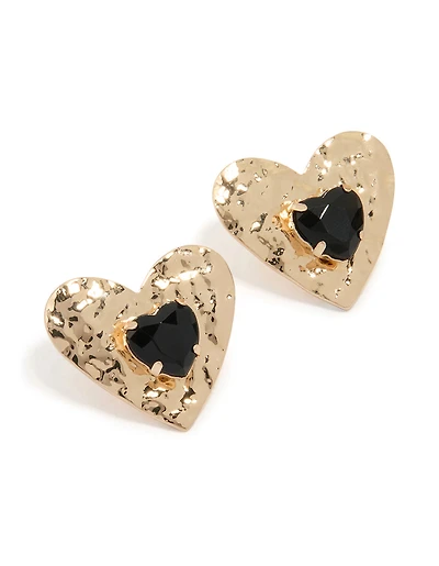 Boucles d’oreilles en forme de cœur en diamant noir or