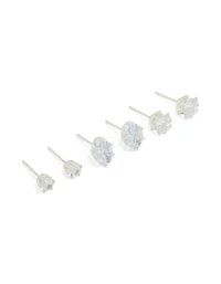 Silver Diamante Mixed Stud Earrings 3-Pack