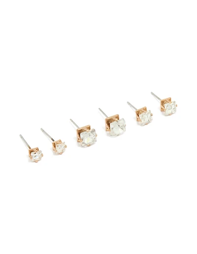 Gold Diamante Graduating Stud Earrings 3-Pack