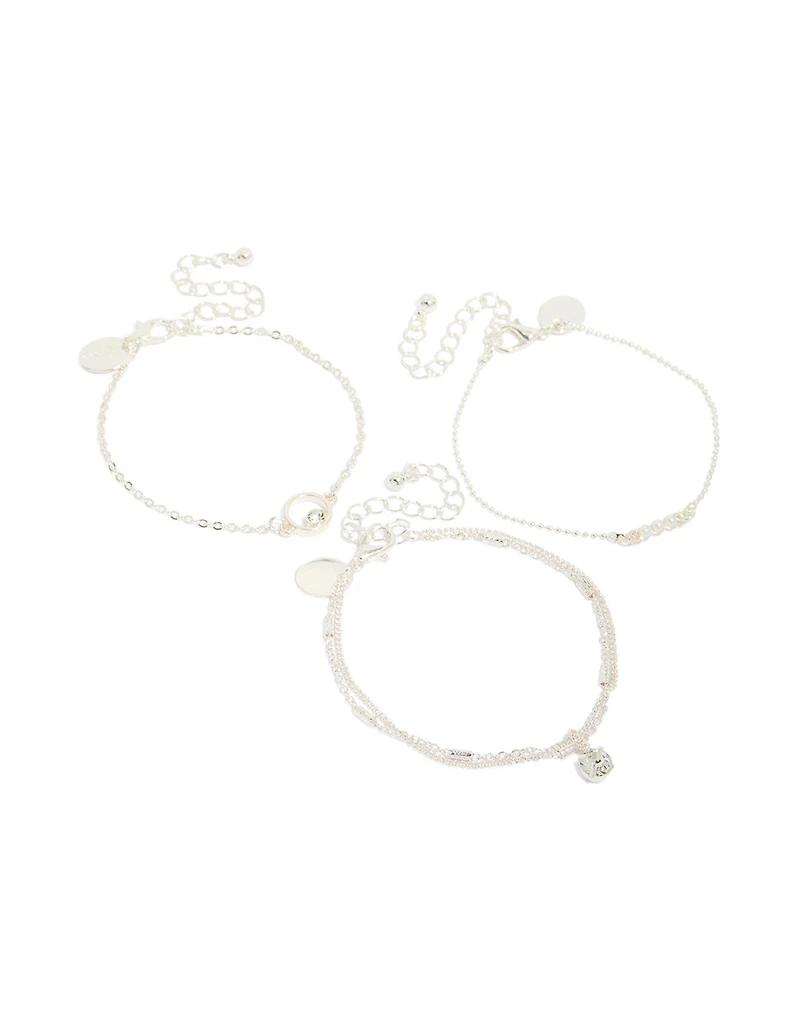 Silver Pearl & Diamante Bracelets 3-Pack