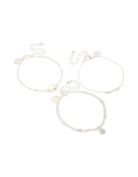 Silver Pearl & Diamante Bracelets 3-Pack