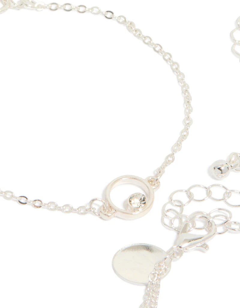 Silver Pearl & Diamante Bracelets 3-Pack