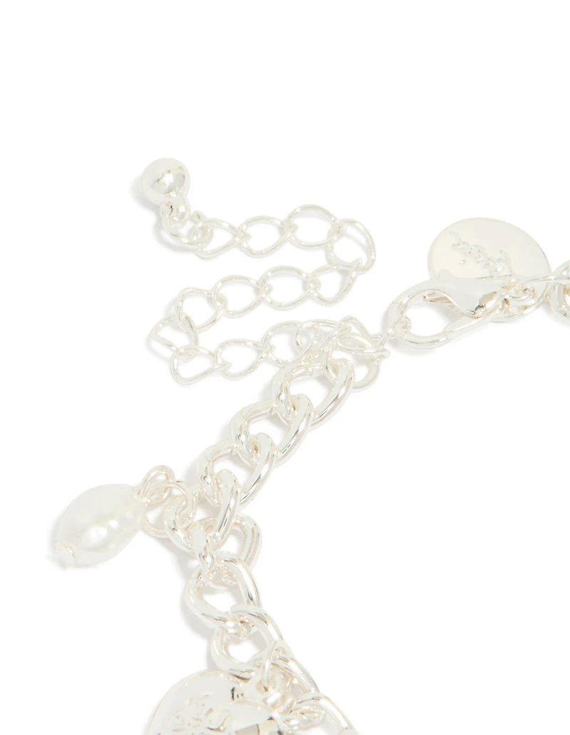 Bracelet porte-bonheur en forme de cœur en perle en argent