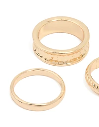 Gold Twisted & Thick Band Rings 3-Pack