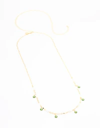 Gold Pearl & Green Flowers Waist Chain