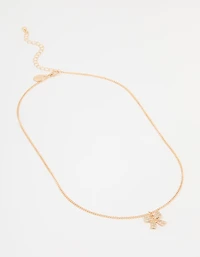 Gold Diamante Bow Necklace