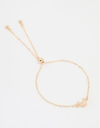 Gold Butterfly Cubic Zirconia Toggle Bracelet