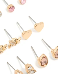 Boucles d’oreilles Gold Shell & Heart Mixed Pack de 12