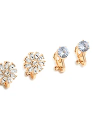 Gold Butterfly & Diamante Clip On Earrings 4-Pack
