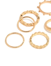 Gold Textured Signet Rings 10-Pack
