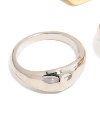 Mixed Metal Hammered & Twisted Rings 5-Pack
