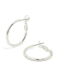 Silver Round Hoop Earrings