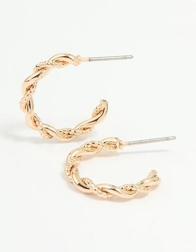 Gold Twisted Hoop Earrings