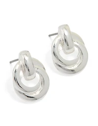 Silver Doorknocker Stud Earrings