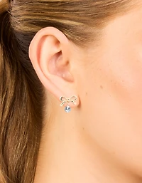 Gold Diamante Bow Stud Earrings