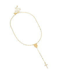 Gold Plated Diamante Cross Y-Necklace