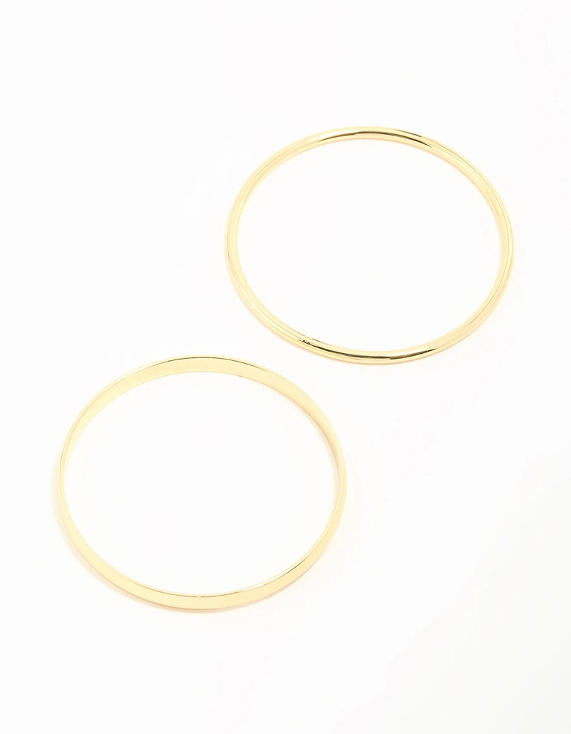 Gold Plated Smooth Bangles 2-Pack