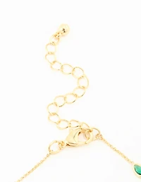 Gold Plated Green Cubic Zirconia Teardrop Bracelet