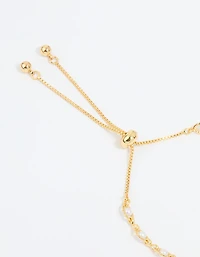 Gold Plated Pearl Twisted Toggle Bracelet