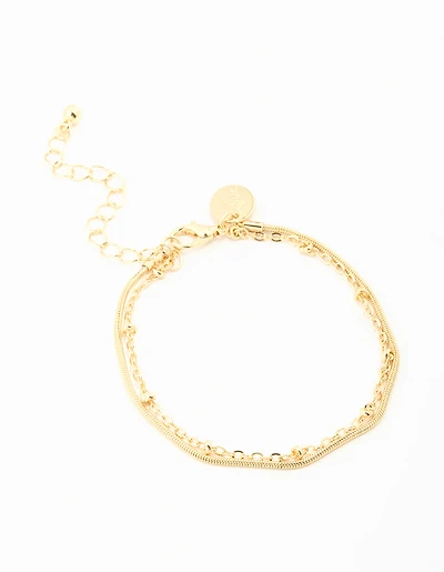 Gold Plated Ball Layered Bracelet