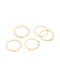 Gold Plated Cubic Zirconia Mixed Detail Rings 5-Pack