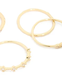 Gold Plated Cubic Zirconia Mixed Detail Rings 5-Pack
