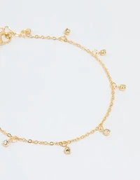 Gold Plated Diamante Droplet Chain Anklets 2-Pack