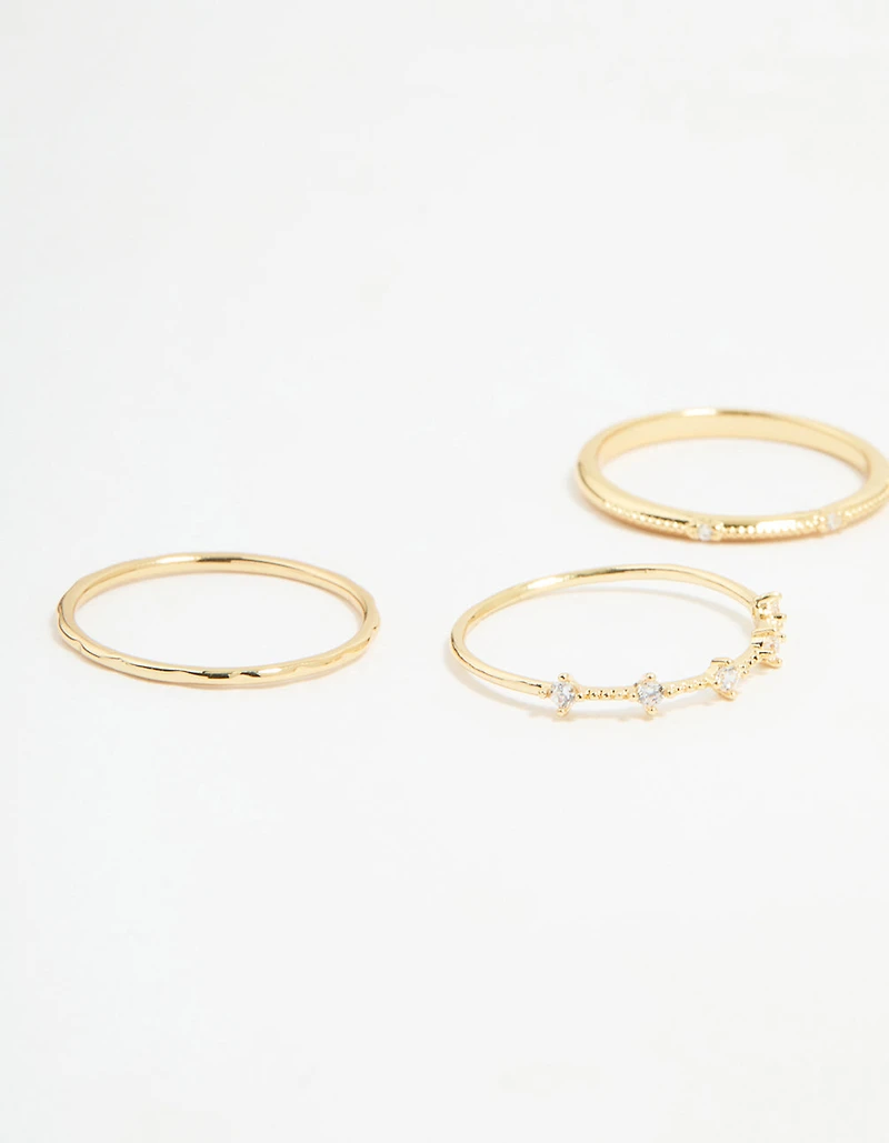 Gold Plated Cubic Zirconia Mixed Detail Rings 5-Pack