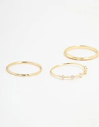 Gold Plated Cubic Zirconia Mixed Detail Rings 5-Pack