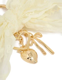 White Fabric Bow Key Chain