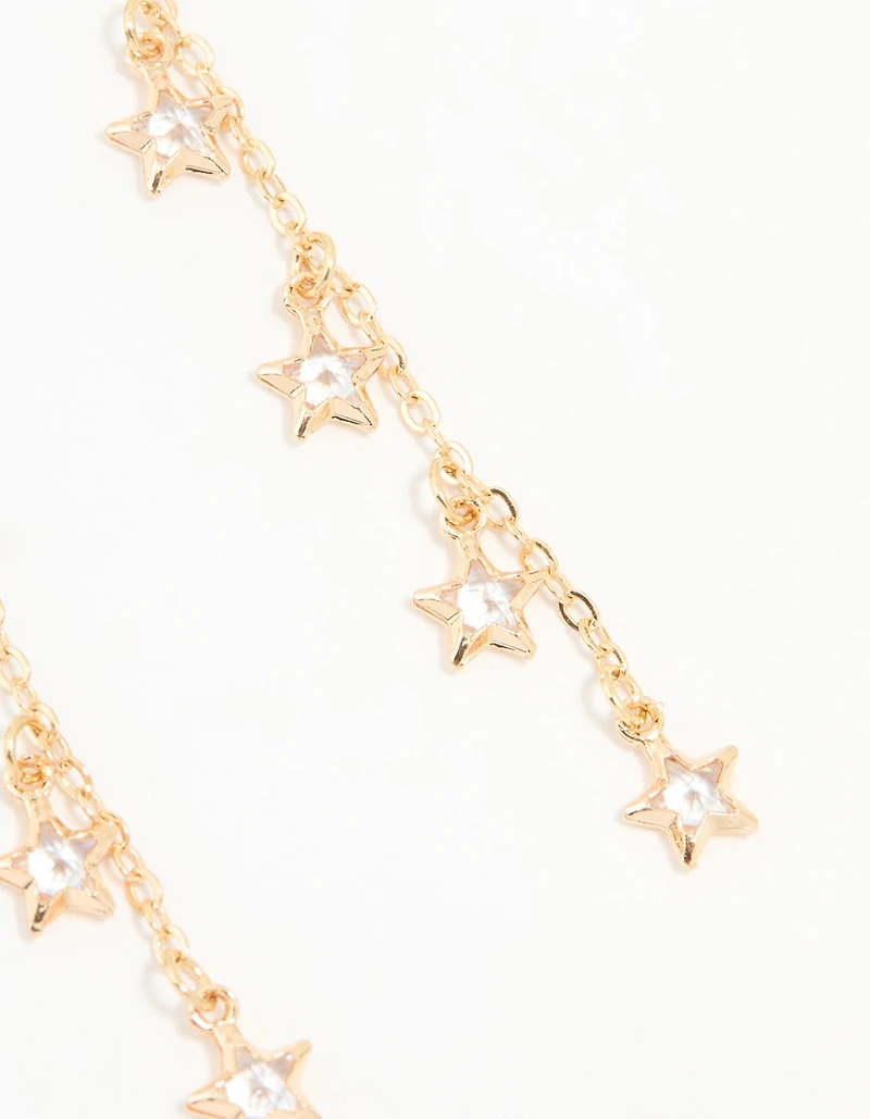 Gold Cubic Zirconia Falling Star Drop Earrings