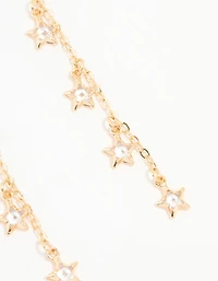 Gold Cubic Zirconia Falling Star Drop Earrings