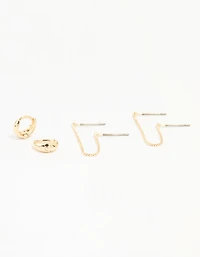 Gold Hoop & Loop Chain Earrings 2-Pack
