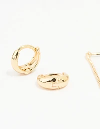Gold Hoop & Loop Chain Earrings 2-Pack
