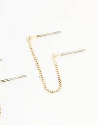 Gold Hoop & Loop Chain Earrings 2-Pack