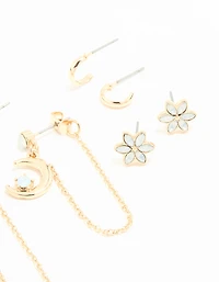 Gold Celestial Stacker Earrings 5-Pack