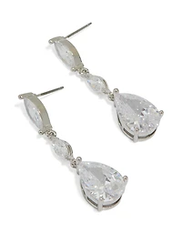 Silver Cubic Zirconia Teardrop Earrings